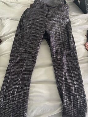 Men's Black Metallic Patterned Stretch Pants